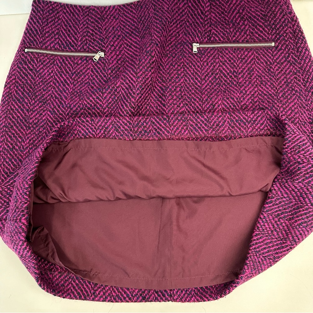 LOFT Poly Wool Short Skort Lined Back Zip Sz 14 Pink with Black Zip Pock… - Picture 2 of 8